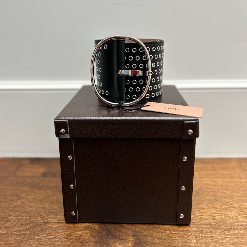 NWT Alaia Black and Silver Studded Belt 75